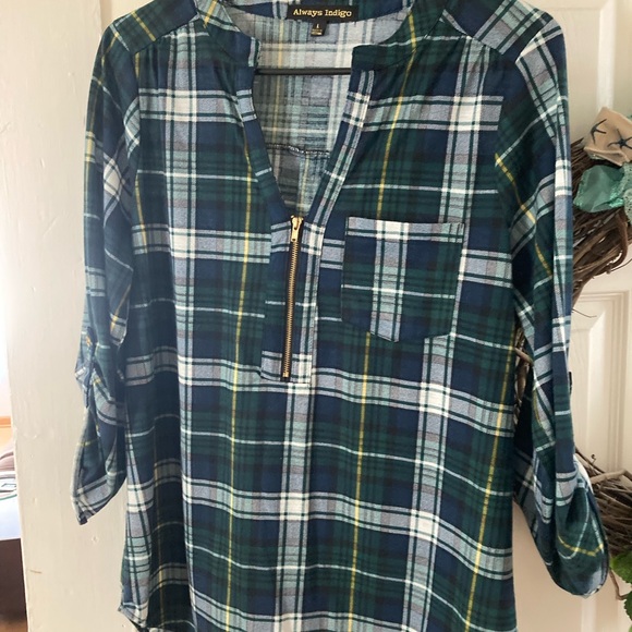 Always Indigo Plaid Shirt - Picture 2 of 11